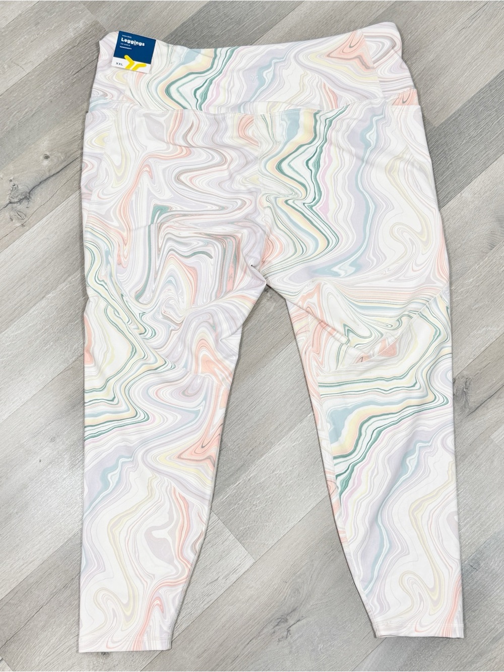Old Navy High Waisted PowerSoft Side Pocket Leggings Pastel Marbled Swirl XXL - Picture 3 of 12